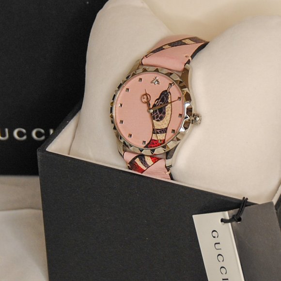 Gucci G-Timeless Snake Leather Strap Watch - Picture 2 of 8